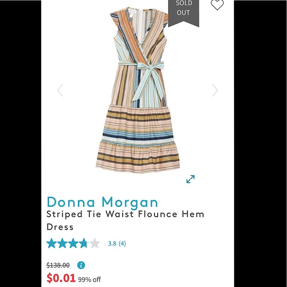 Donna Morgan Striped Tie Waist Flounce Hem Dress - Picture 2 of 11